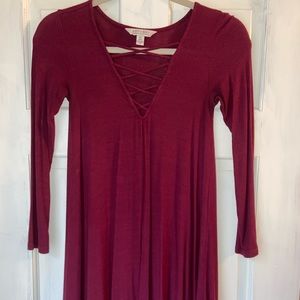 tight red dress with crossed neck dress